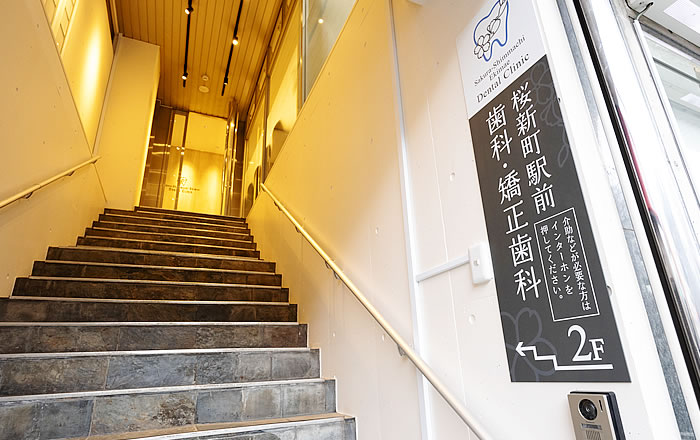 ファミリーマート桜新町駅前店横の階段をお上がりください。看板も掲示しています。