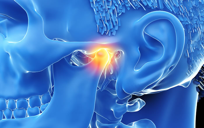 顎関節症は、下顎の骨と頭蓋の骨の関節部にある関節円板（かんせつえんばん）という組織に不調和が起きることによって発症する病気