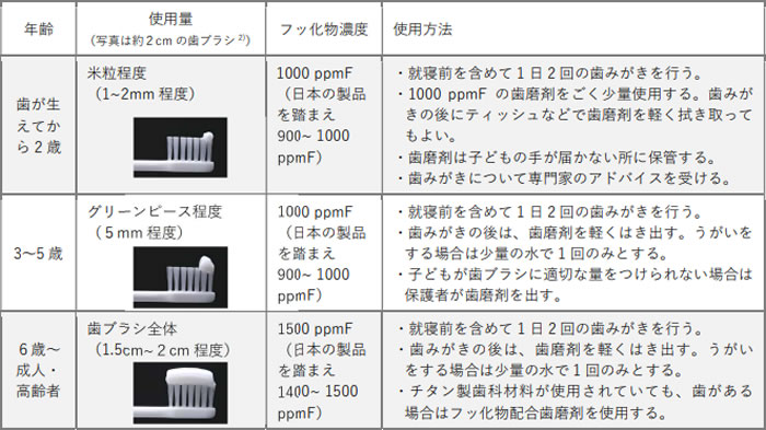 4学会合同のフッ化物配合歯磨剤の推奨される利用方法